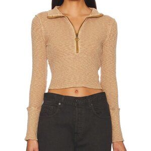 NEW Free People Midnight Shirt - Zip Neck, Long Sleeve IN brown 1125 3s2